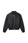 Gothic Bomber Jacket in black, oversized fit, made of 100% cow leather with all over embroidery.