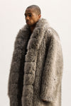 Faux Fur Shawl Collar Coat