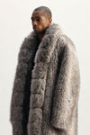 Faux Fur Shawl Collar Coat