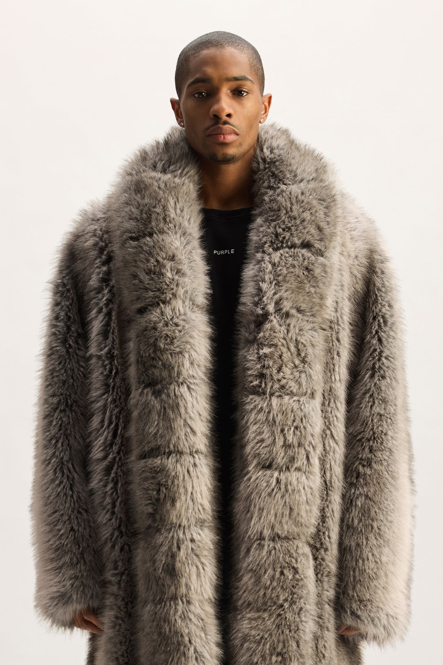 Faux Fur Shawl Collar Coat