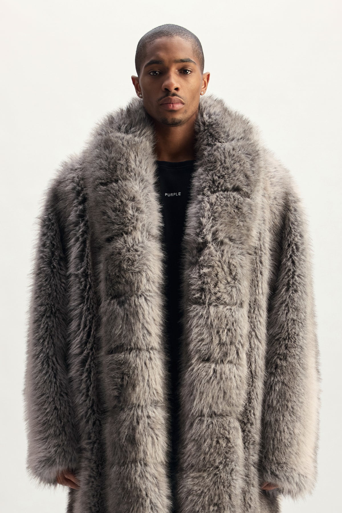 Faux Fur Shawl Collar Coat