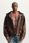 Washed Leather Hoodie