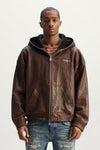Washed Leather Hoodie