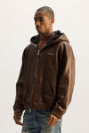 Washed Leather Hoodie