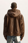 Washed Leather Hoodie