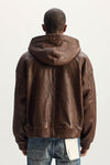 Washed Leather Hoodie