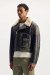 Foil Wordmark Leather Moto Jacket in relaxed fit made of 100% cow skin.