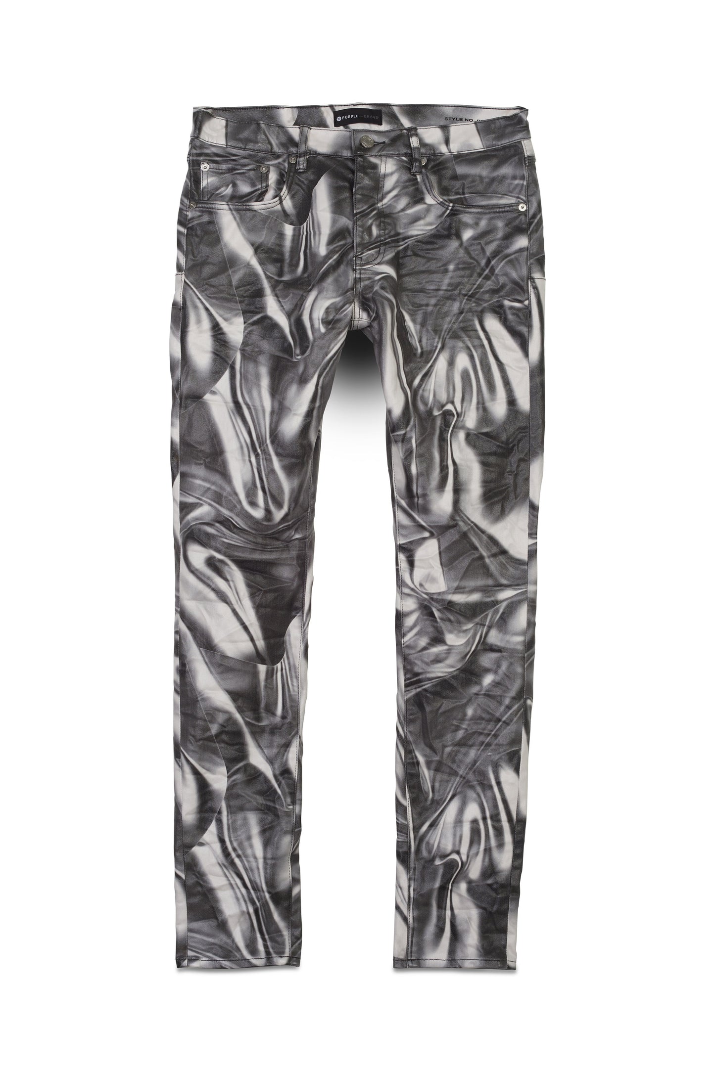 P001 LOW RISE SKINNY JEAN - Black Digital Wrinkle Print With Film