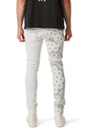 P001 LOW RISE SKINNY PANT - Corduroy Bandana Print Ecru