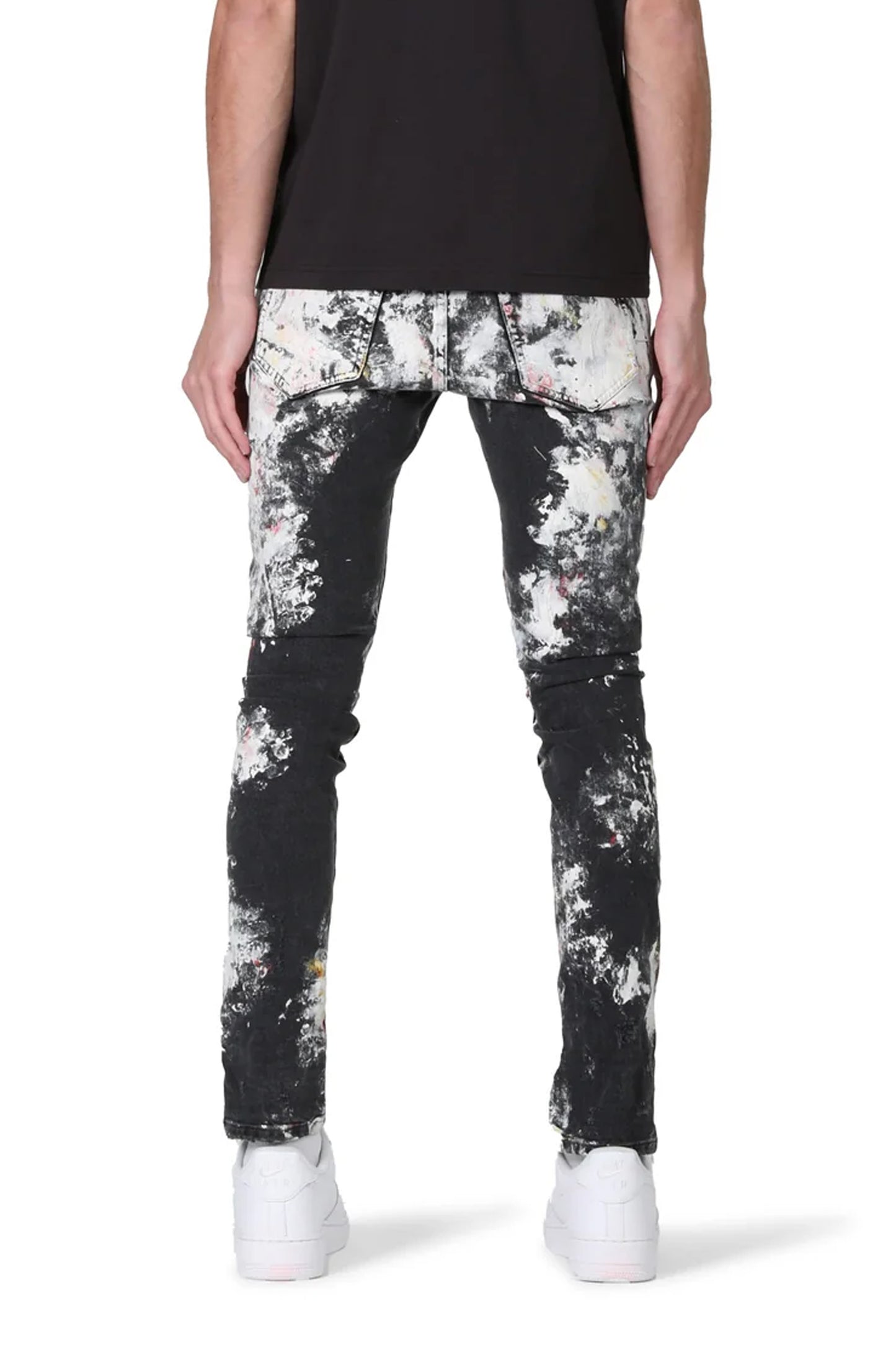 P001 LOW RISE SKINNY JEAN - Heavy Paint Over Black