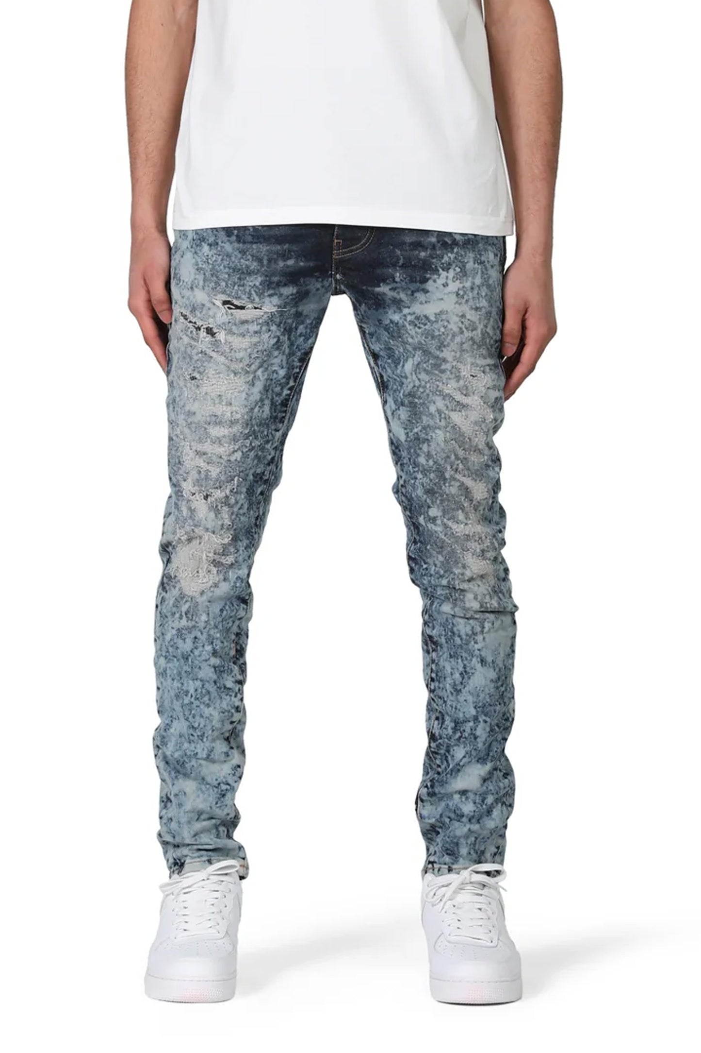 P001 LOW RISE SKINNY JEAN - Indigo Heavy Bleach Repair