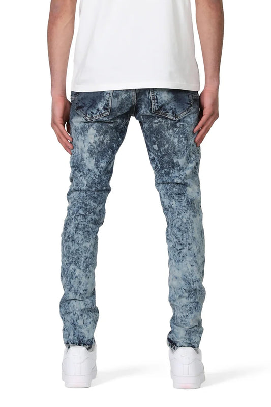 P001 LOW RISE SKINNY JEAN - Indigo Heavy Bleach Repair