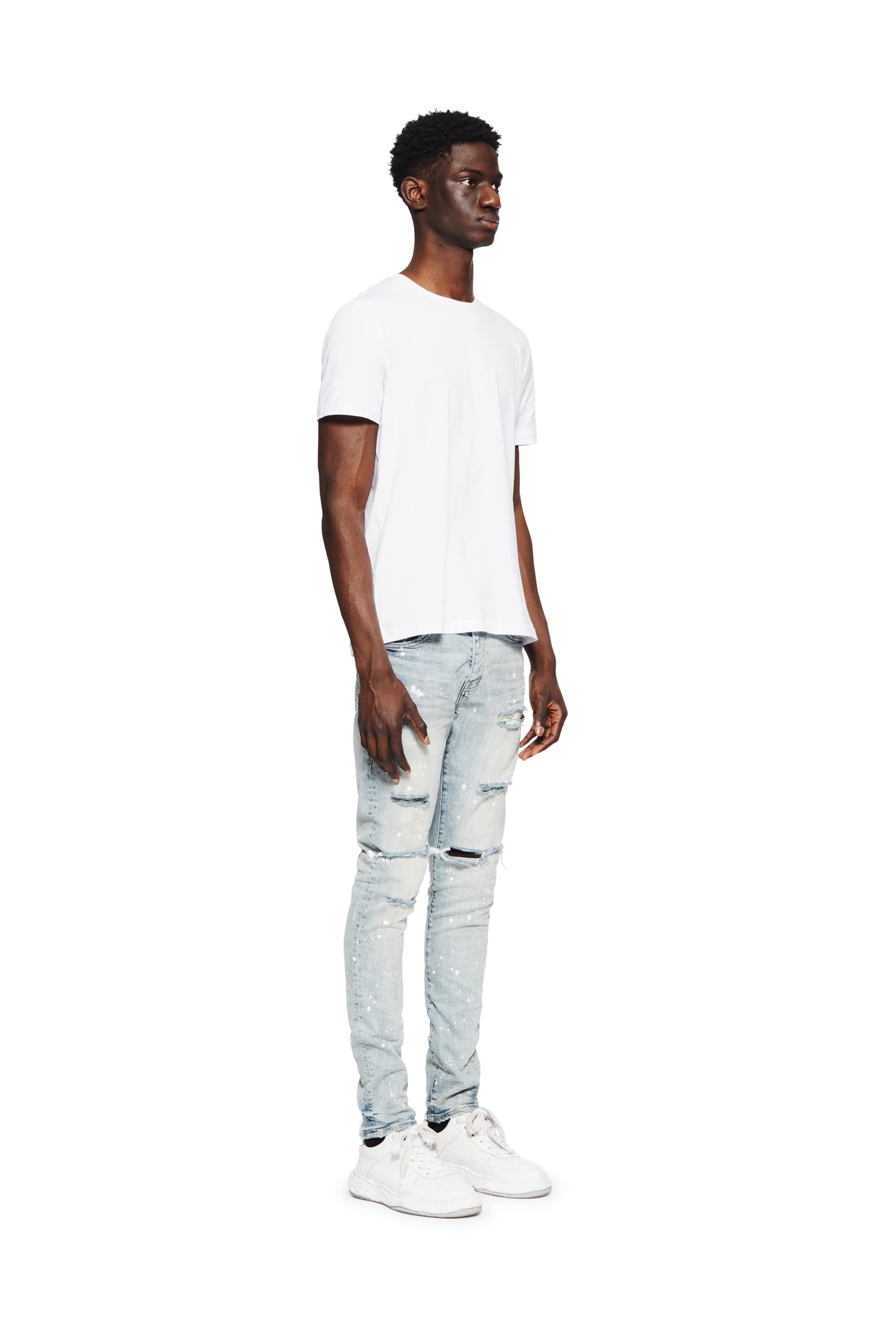 P001 LOW RISE SKINNY JEAN - Indigo Heavy Bleach Repair