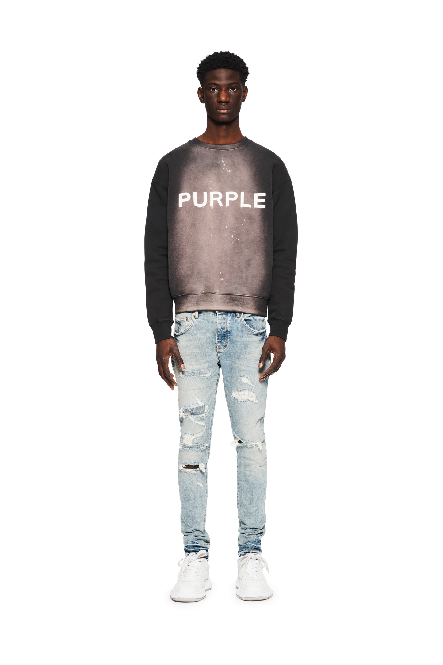 Purple Brand Low Rise Jeans - Light Indigo Metallic Silver on Garmentory
