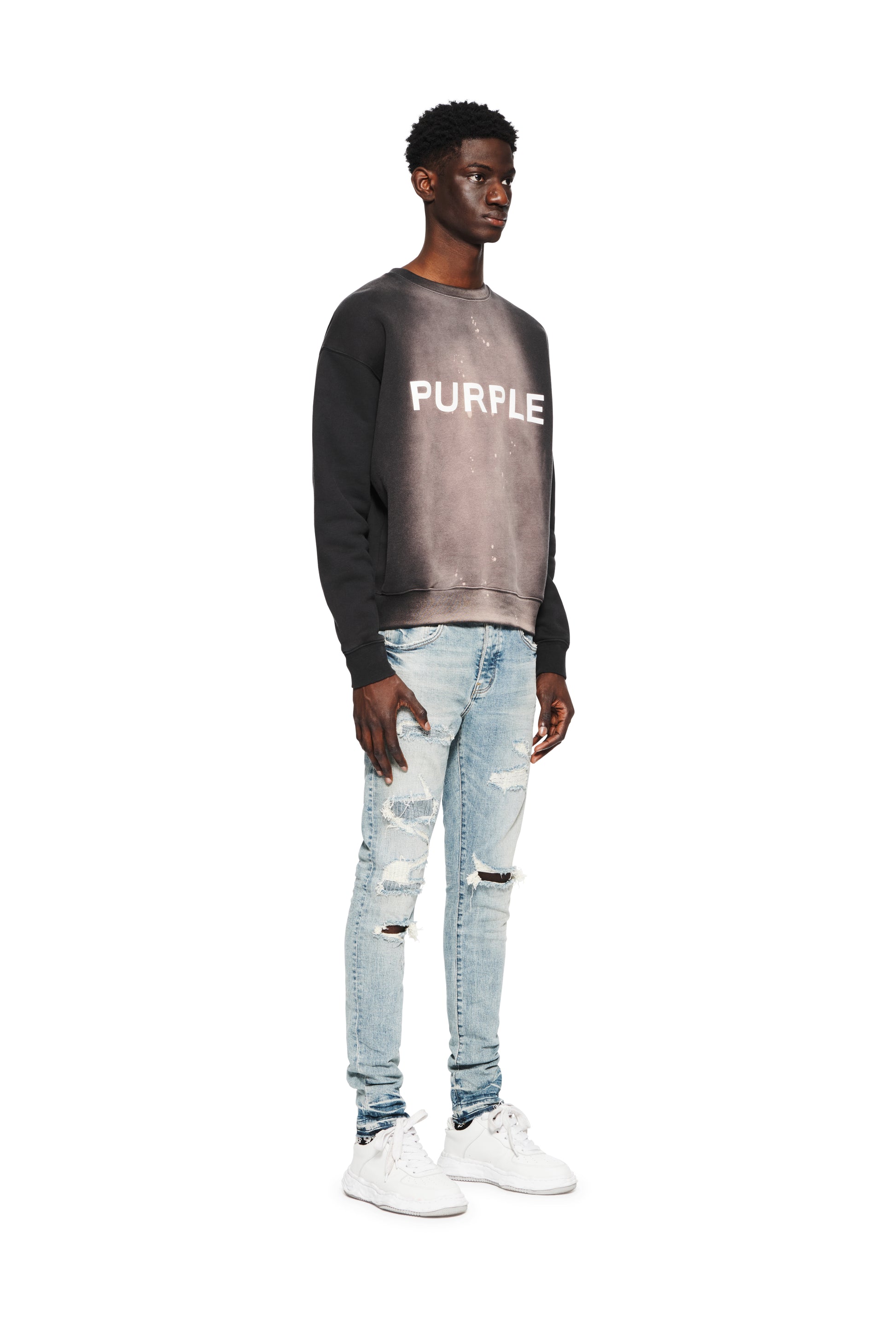 Purple Brand Low Rise Skinny Outlined Monogram Jeans - Light Indigo, Size 32 by Sneaker Politics