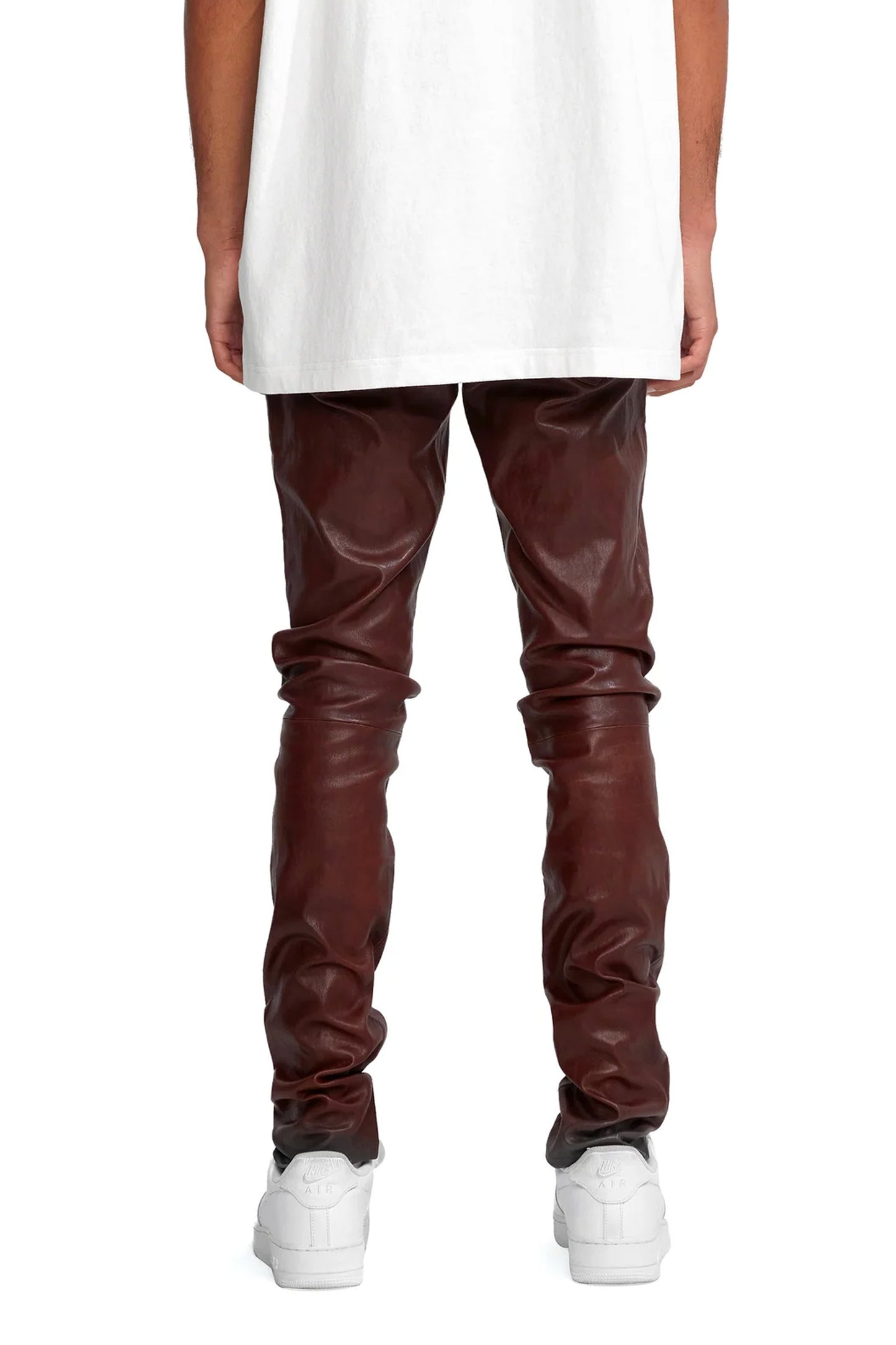 P001 LOW RISE SKINNY PANT - Stretch Leather Vintage Brown