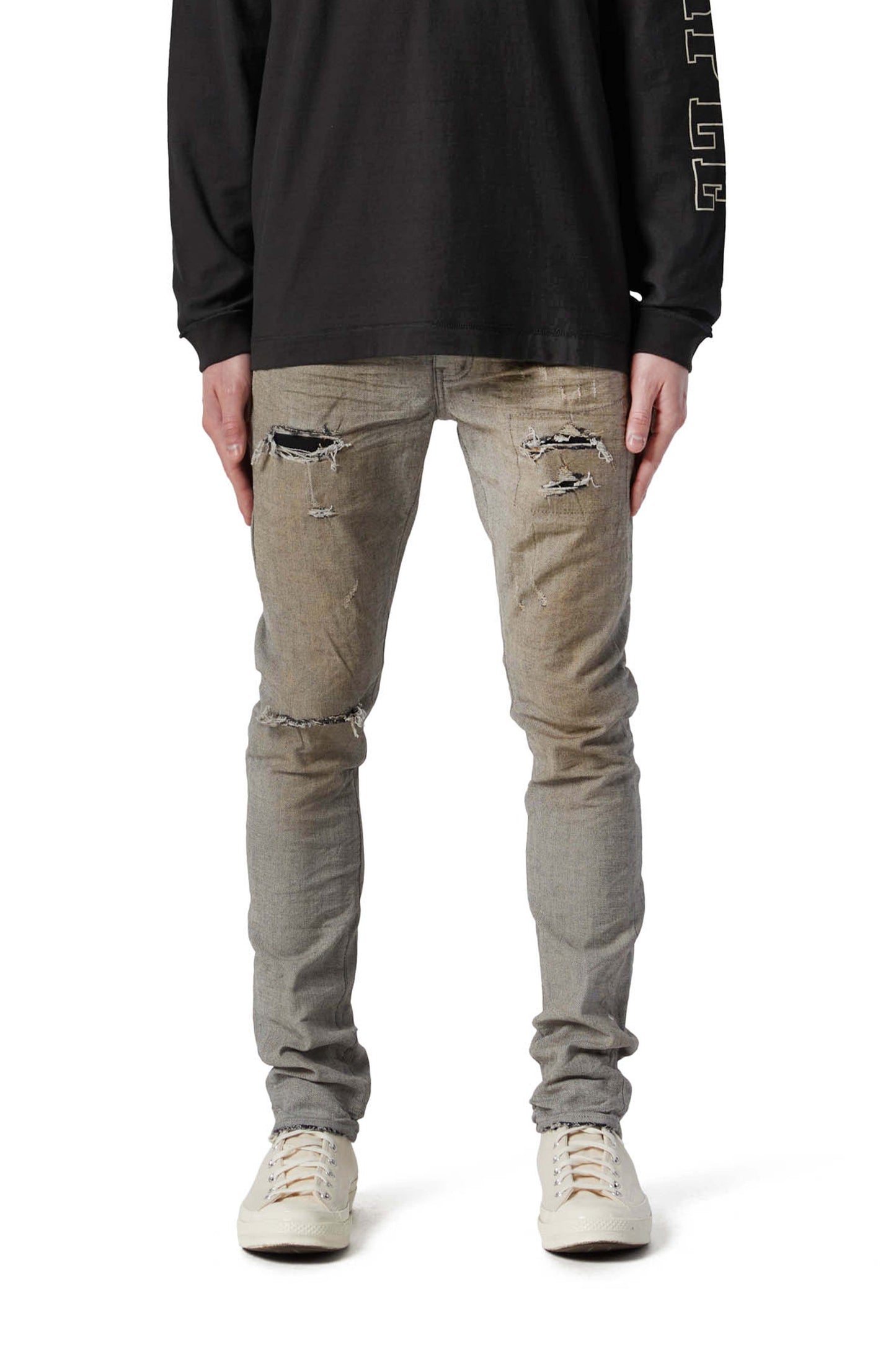 P001 LOW RISE SKINNY JEAN - Exclusive Reverse Grey Dirty Repair