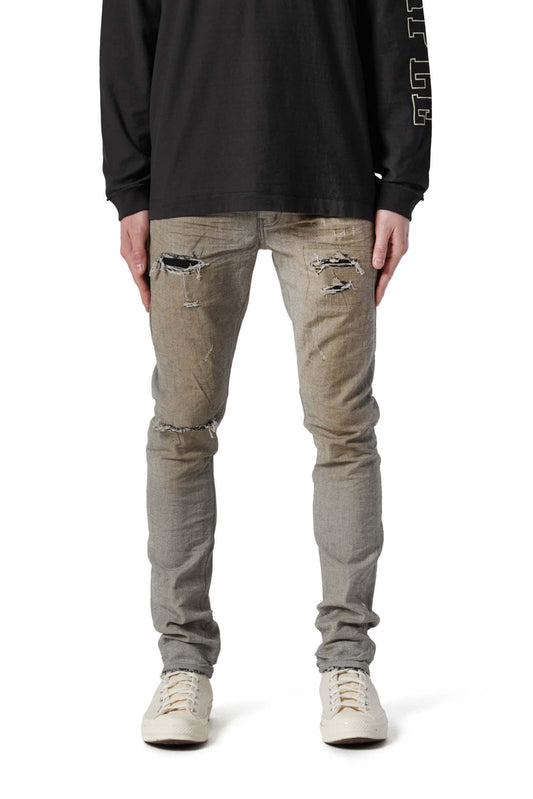 P001 LOW RISE SKINNY JEAN - Exclusive Reverse Grey Dirty Repair