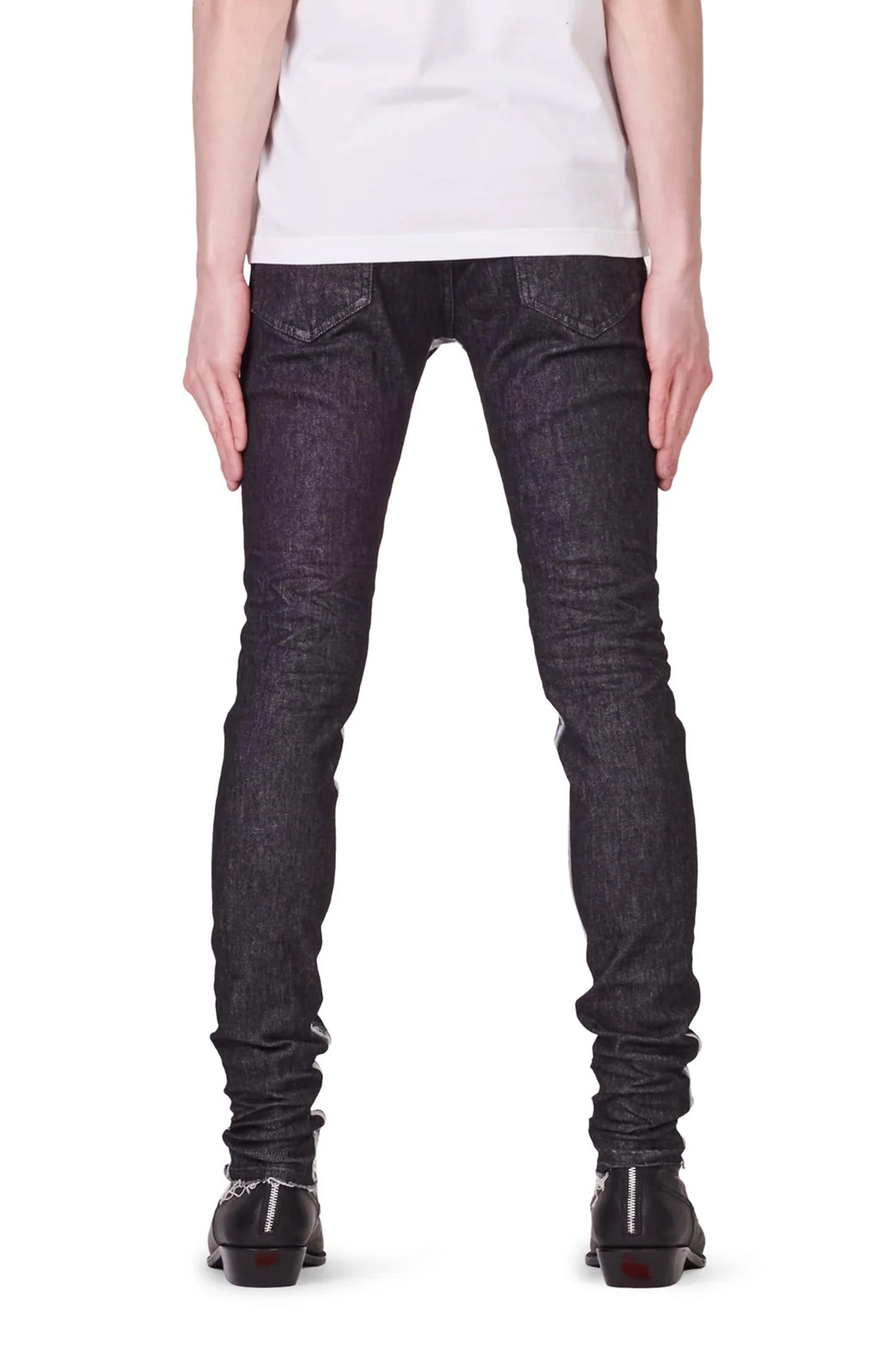 P001 LOW RISE SKINNY JEAN - Raw Indigo Black Framis Fray