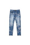 Angel Silver Foil Cross low rise skinny denim in dark indigo wash with silver foil detailing.