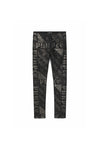 Black premium stretch denim low rise skinny jeans with Gothic flag graphic and crystal details.