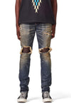 P002 MID RISE SLIM JEAN - Dirty Indigo Blowout