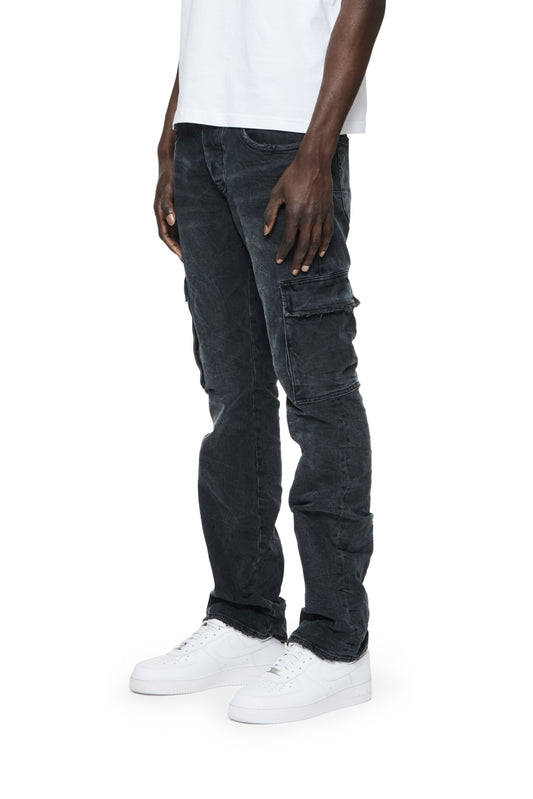 P004 3 Needle Black Wash Repair Flare Cargos