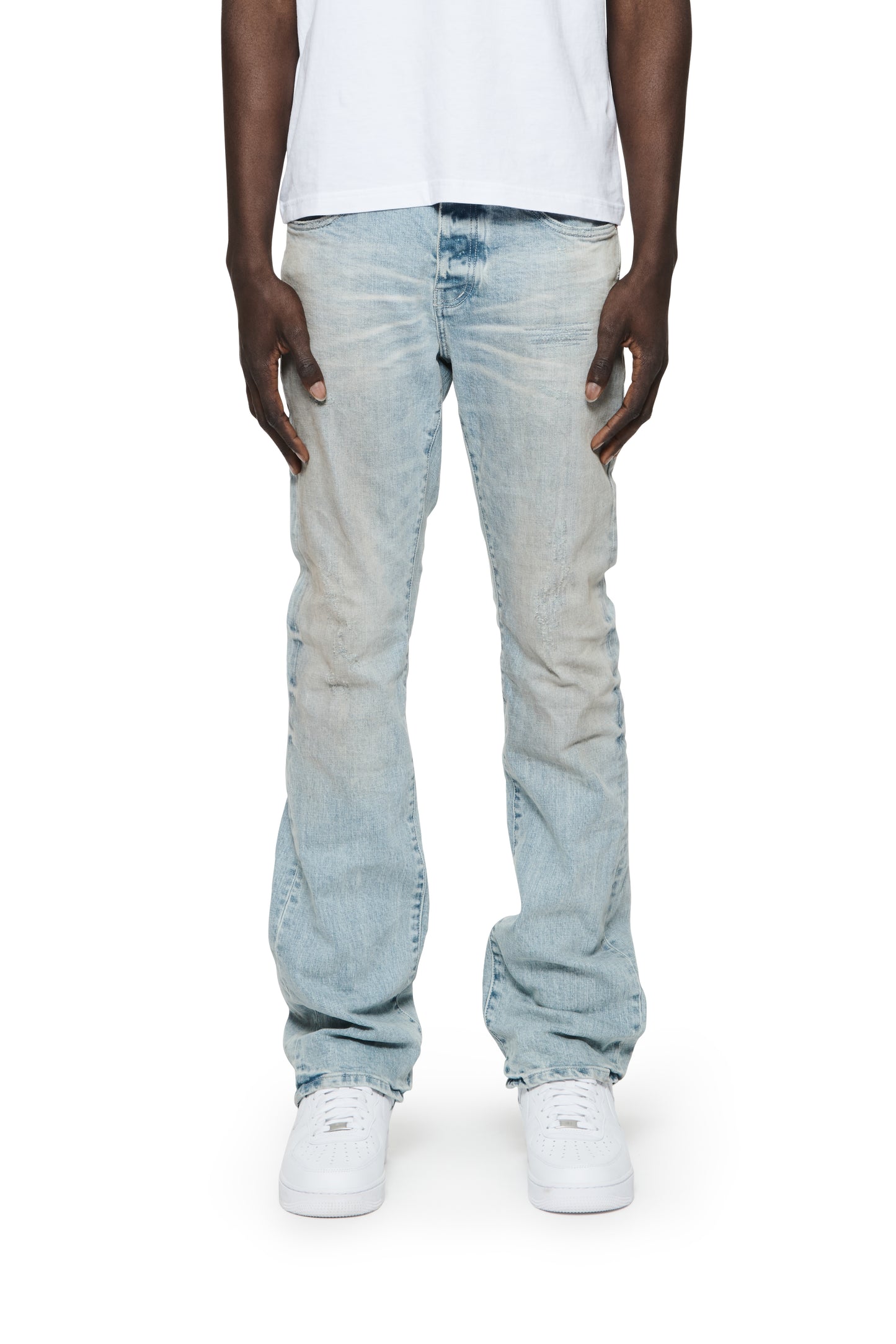 P004 Worn Light Indigo Flare Jeans