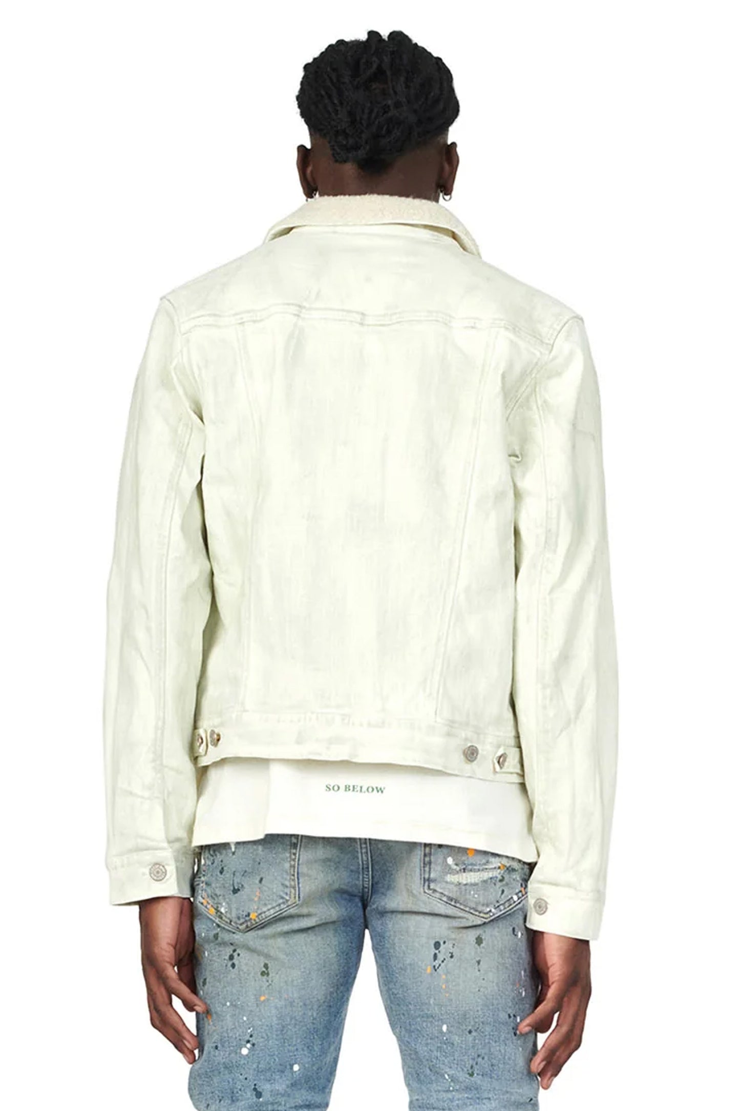 P007 DENIM TRUCKER JACKET - Sherpa Dirty White