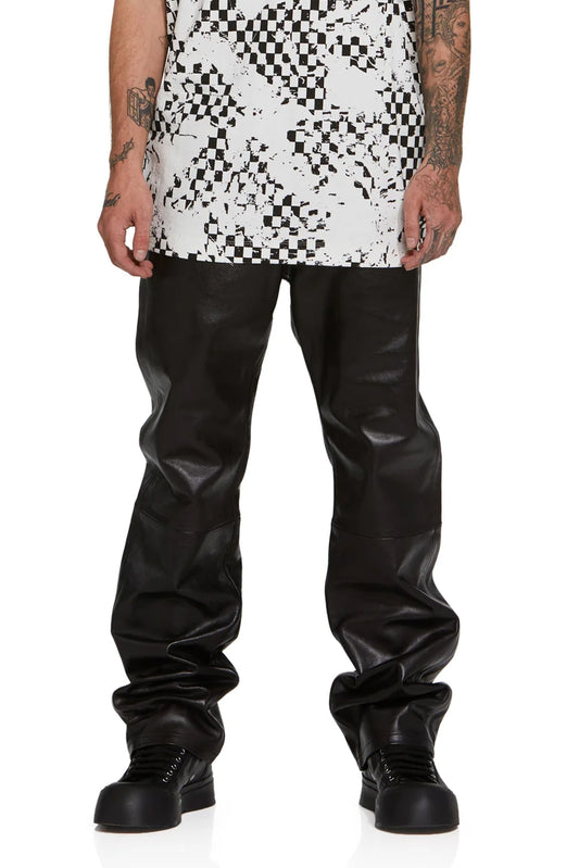 P011 MID RISE STRAIGHT LEG PANT - Leather Black Beauty