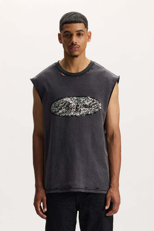 Sequin Script Tank Top