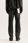 P011 Western denim jacket with novelty wash, mid rise, straight fit, and shark bite hem.