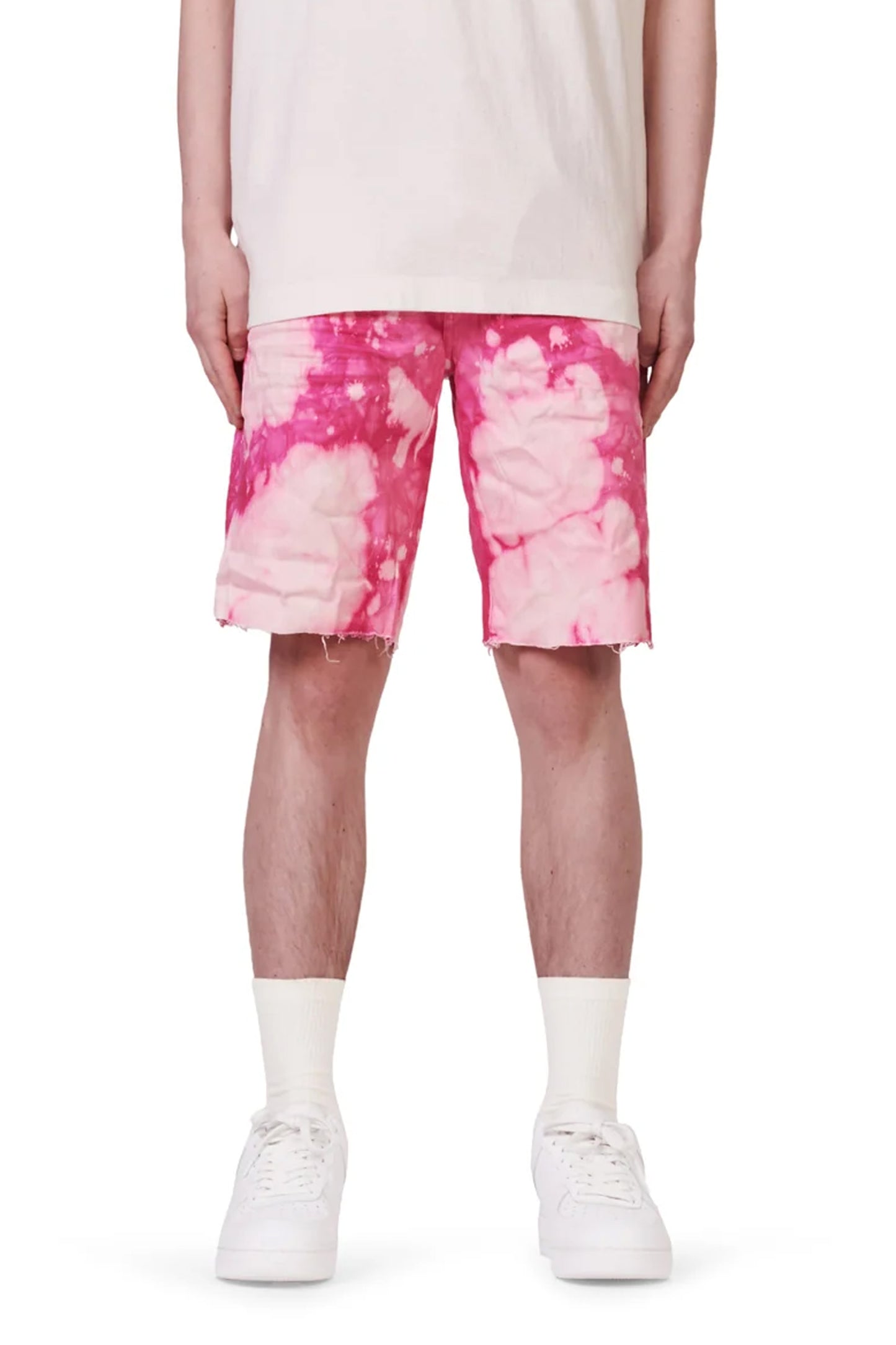 P020 MID RISE SHORT - Carmine Dyed Layered Bleach