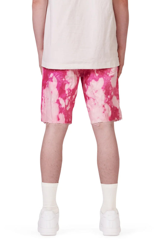 P020 MID RISE SHORT - Carmine Dyed Layered Bleach