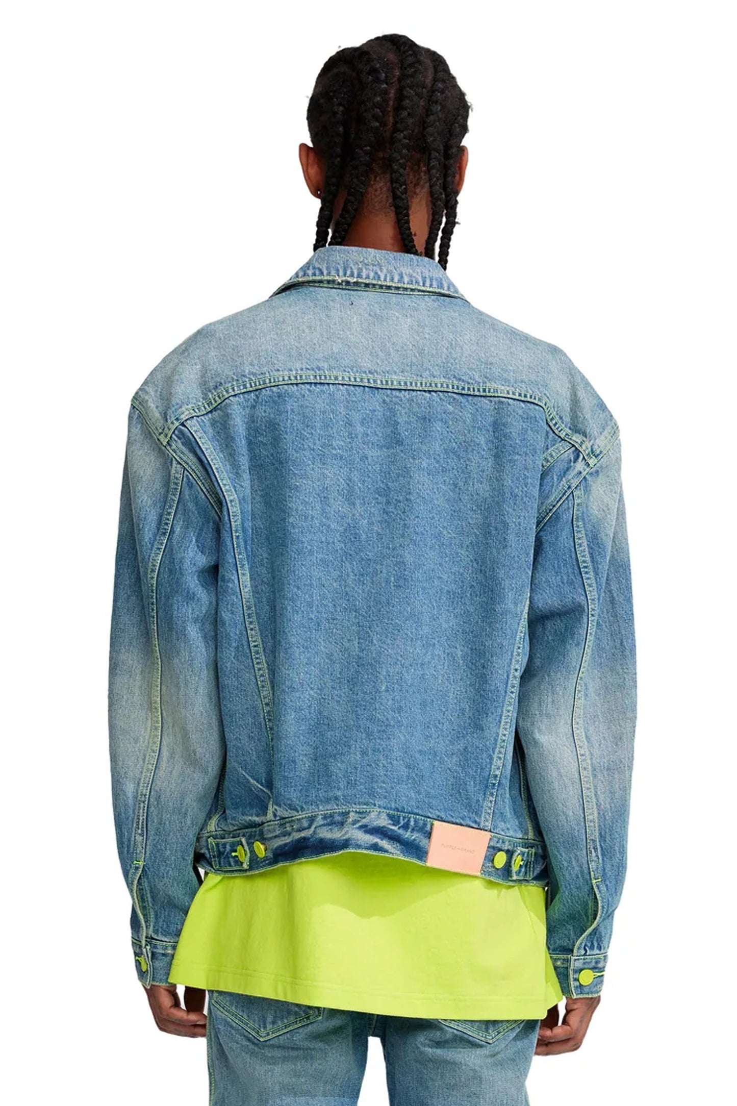 P027 OVERSIZED JACKET - Vintage Light Indigo Neon Pop