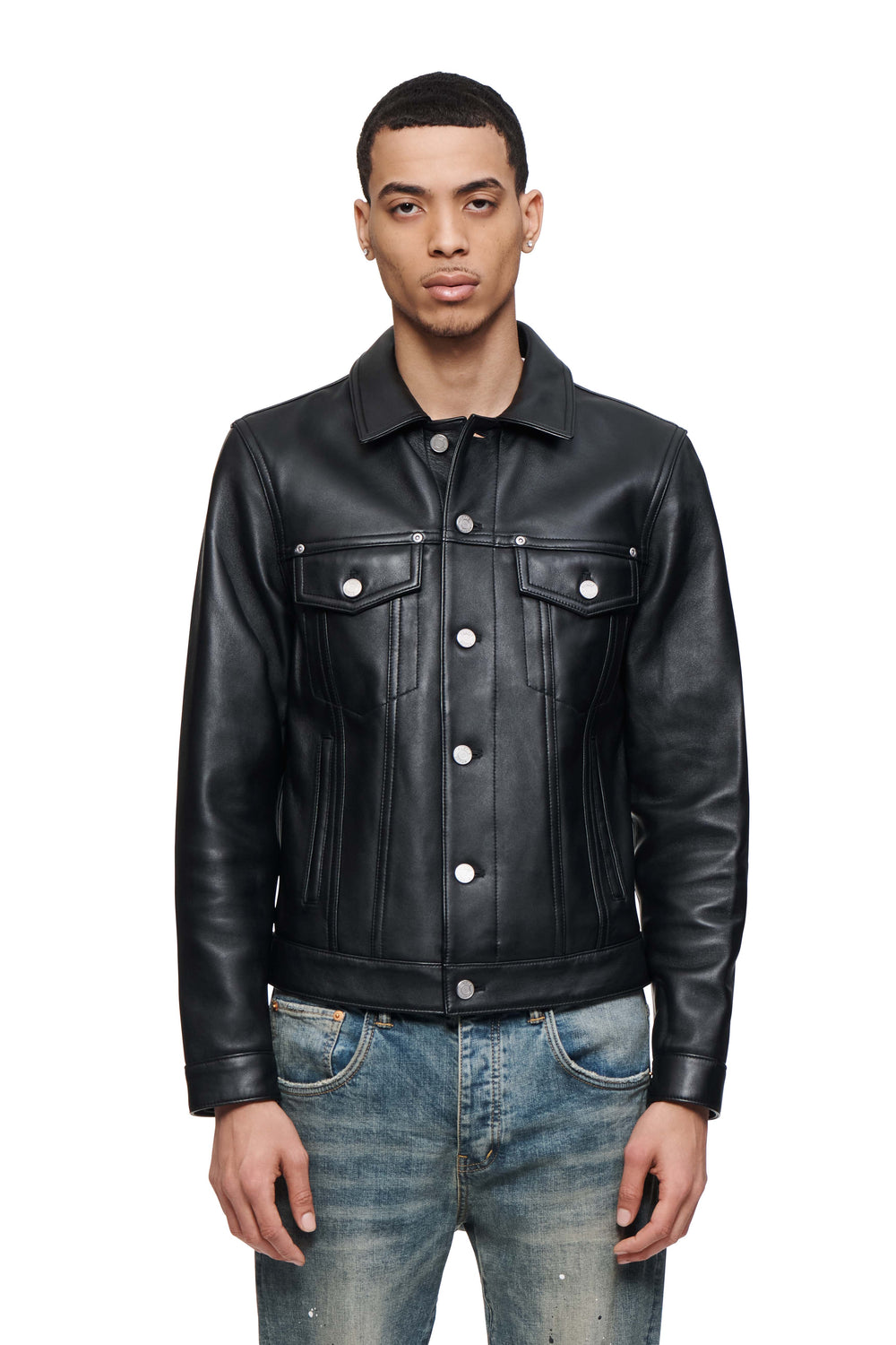 P028 Leather Trucker Jacket