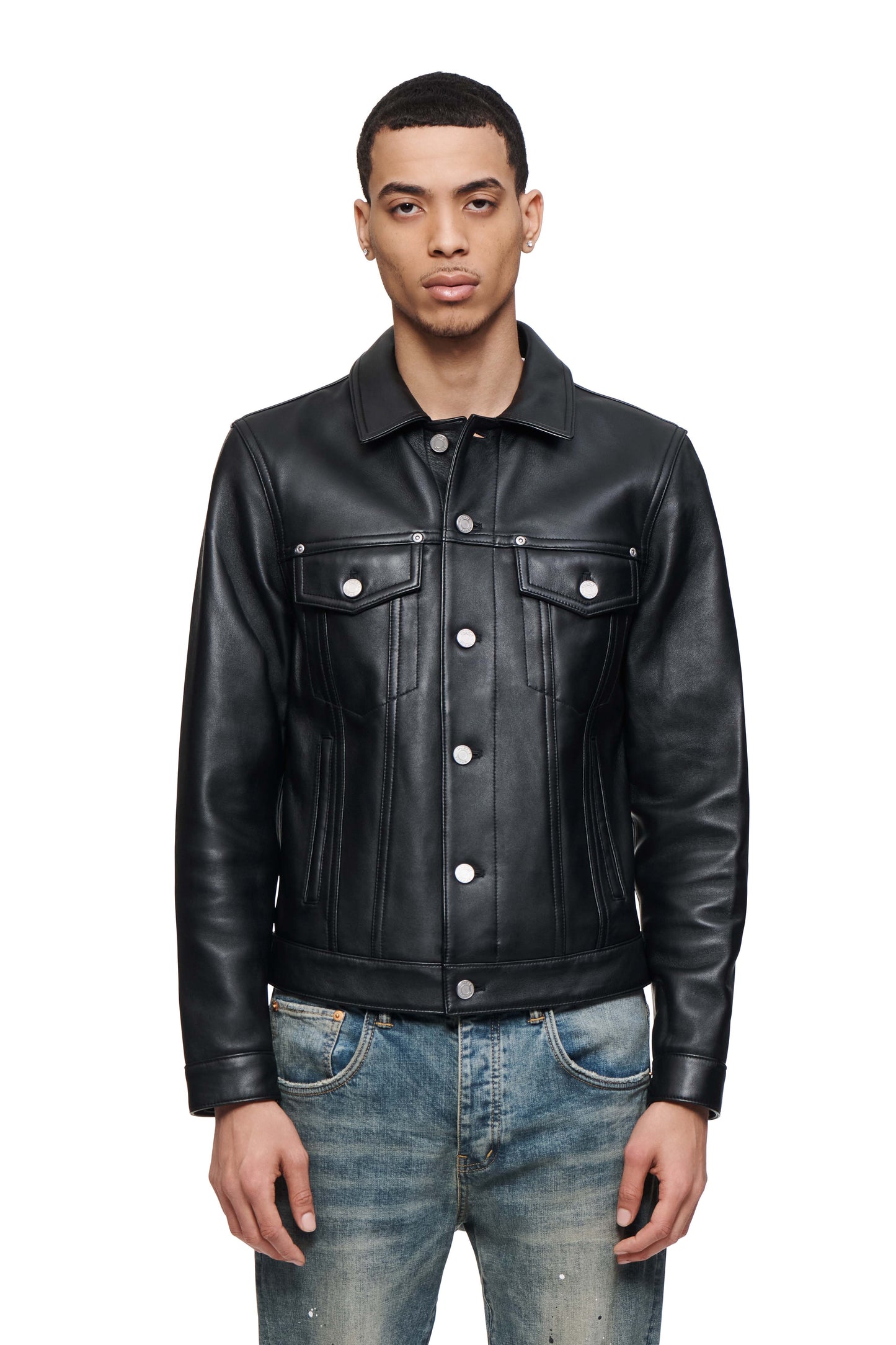 P028 Leather Trucker Jacket