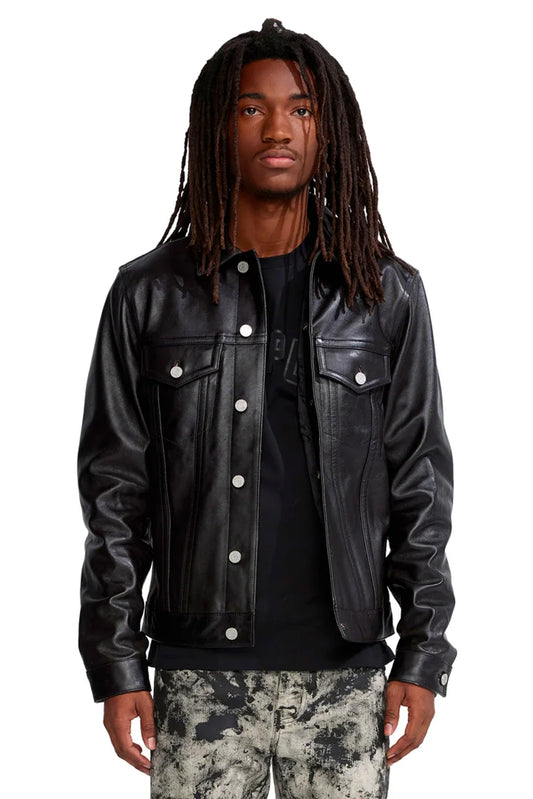 P028 Leather Trucker Jacket