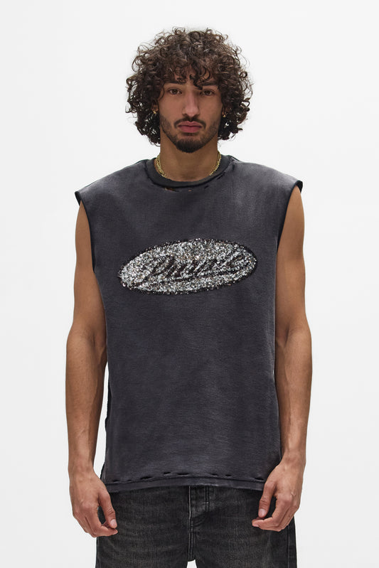 Sequin Script Tank Top