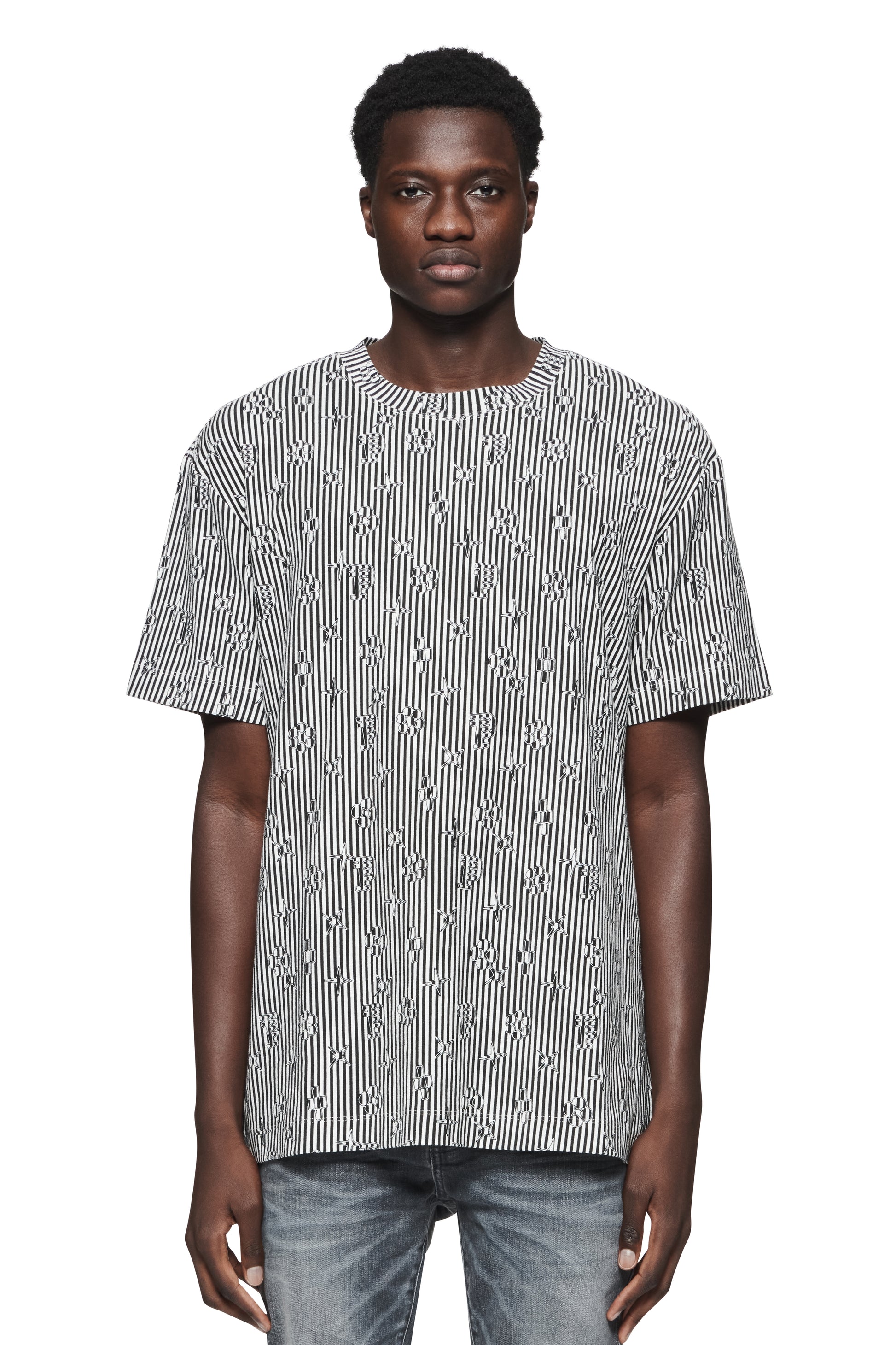 Pinstripe Monogram T-Shirt – PURPLE BRAND
