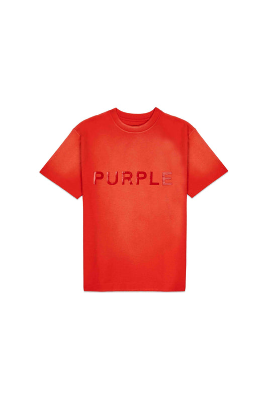 Purple-Brand T-Shirt - Textured Jersey- Neon Pink Wordmark - P104