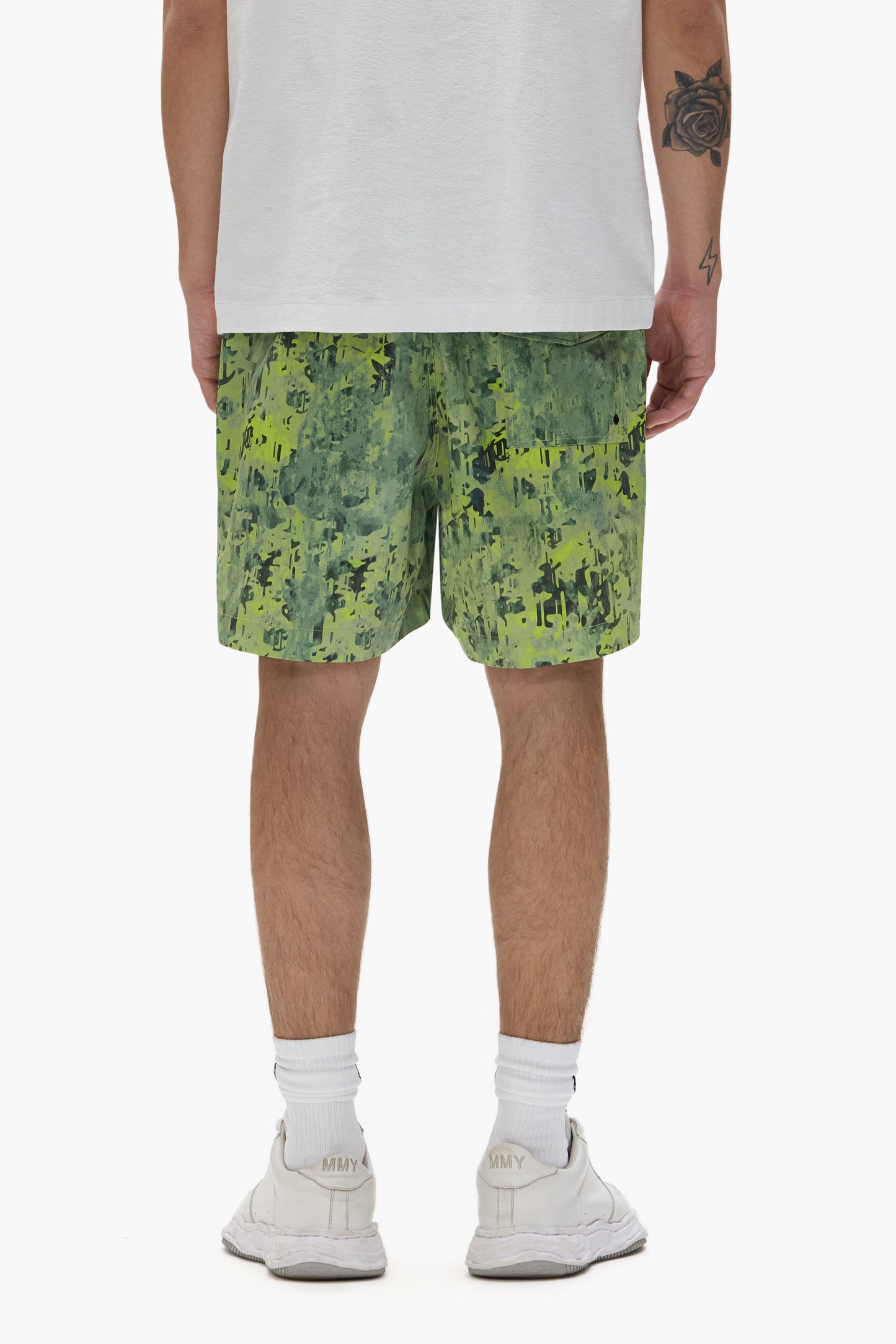 Worn Gothic Camo Swim Shorts