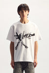 Scissors Tee in textured jersey fabric with a regular fit and screen print design.