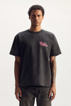 Records Tee in Acid Wash with Printed Embroidery and Puff Print, available in various sizes.