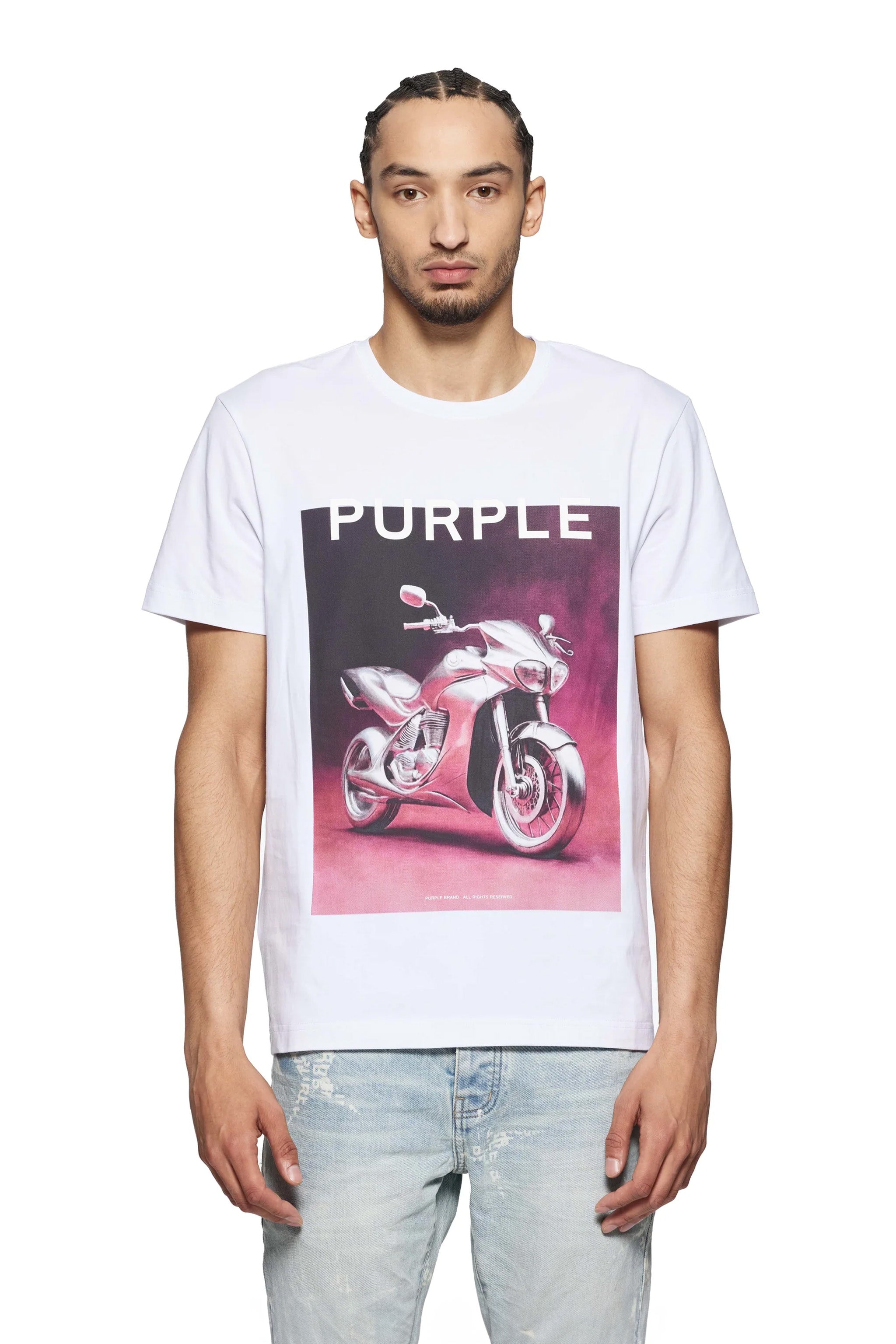【オススメ】PURPLE BRAND / ロゴ入りコットン ダメージ Tシャツ オススメ】PURPLE BRAND / ロゴ入りコットン ダメージ Tシャツ