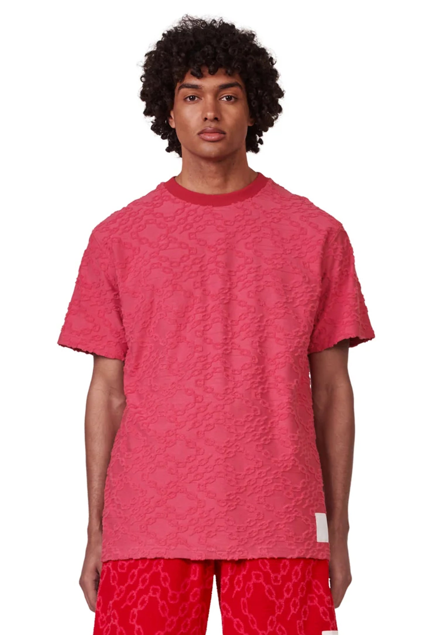 P111 TERRY JACQUARD CREWNECK - Fiery Red