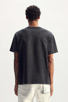 Monogram Tee in Acid Wash with Lurex Embroidery and Leather Logo Patch, Regular Fit.