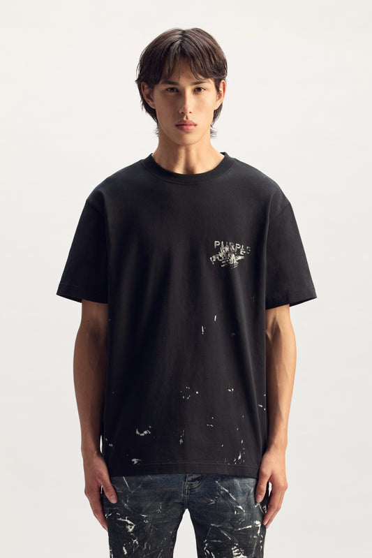 Aftermath Tee in black, 100% cotton, heavyweight jersey, regular fit, puff and screen print.