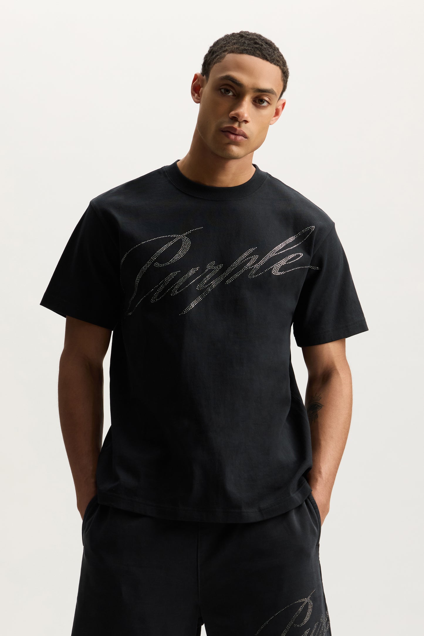 Crystal Slanted Script Tee