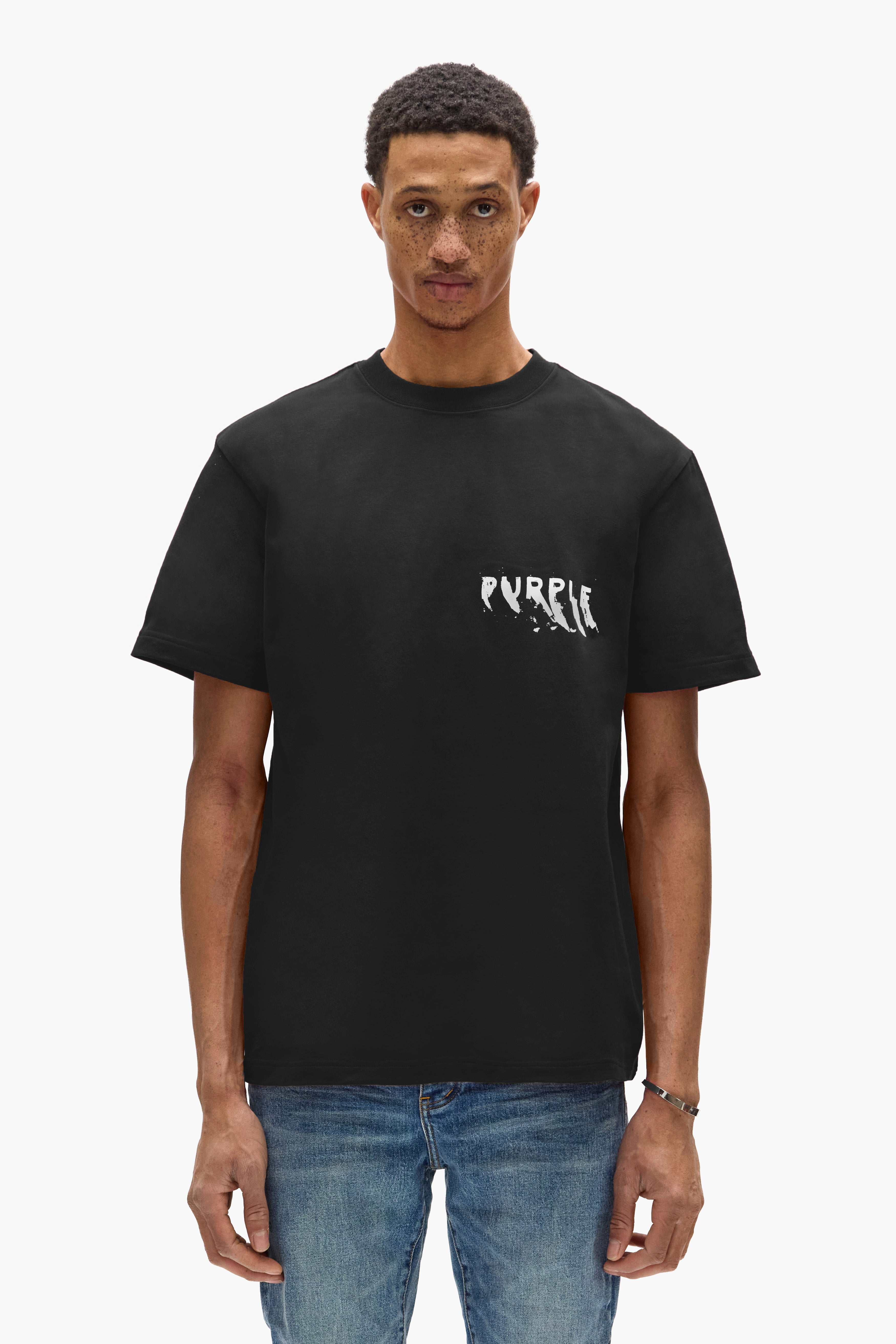 【オススメ】PURPLE BRAND / ロゴレタリング コットン Tシャツ Purple Brand ロゴ Tシャツ | ブラック | FARFETCH JP